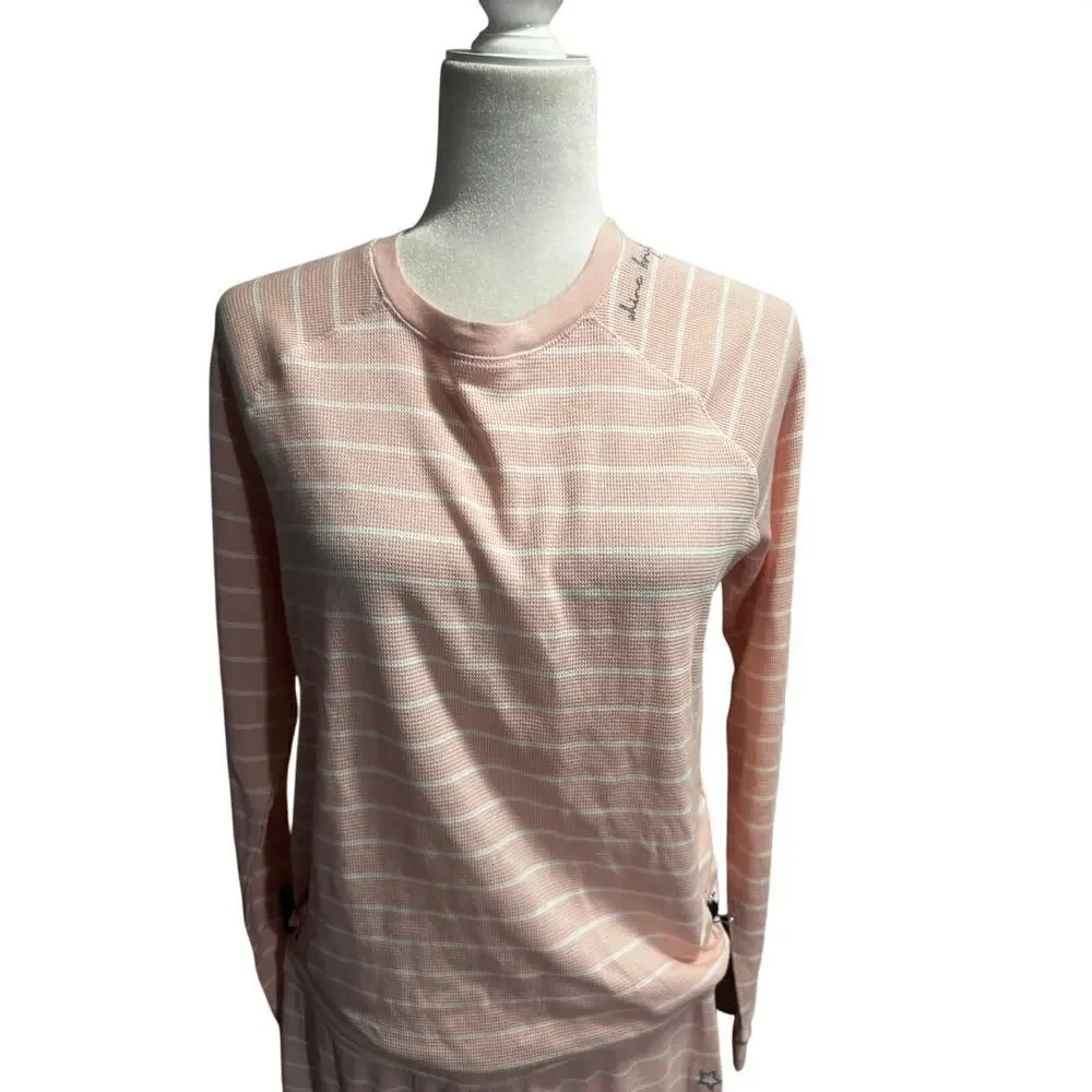 PJ Salvage “Shine Bright” Pink Stripe Waffle-Knit Pajama Set Size Small - Picture 5 of 6
